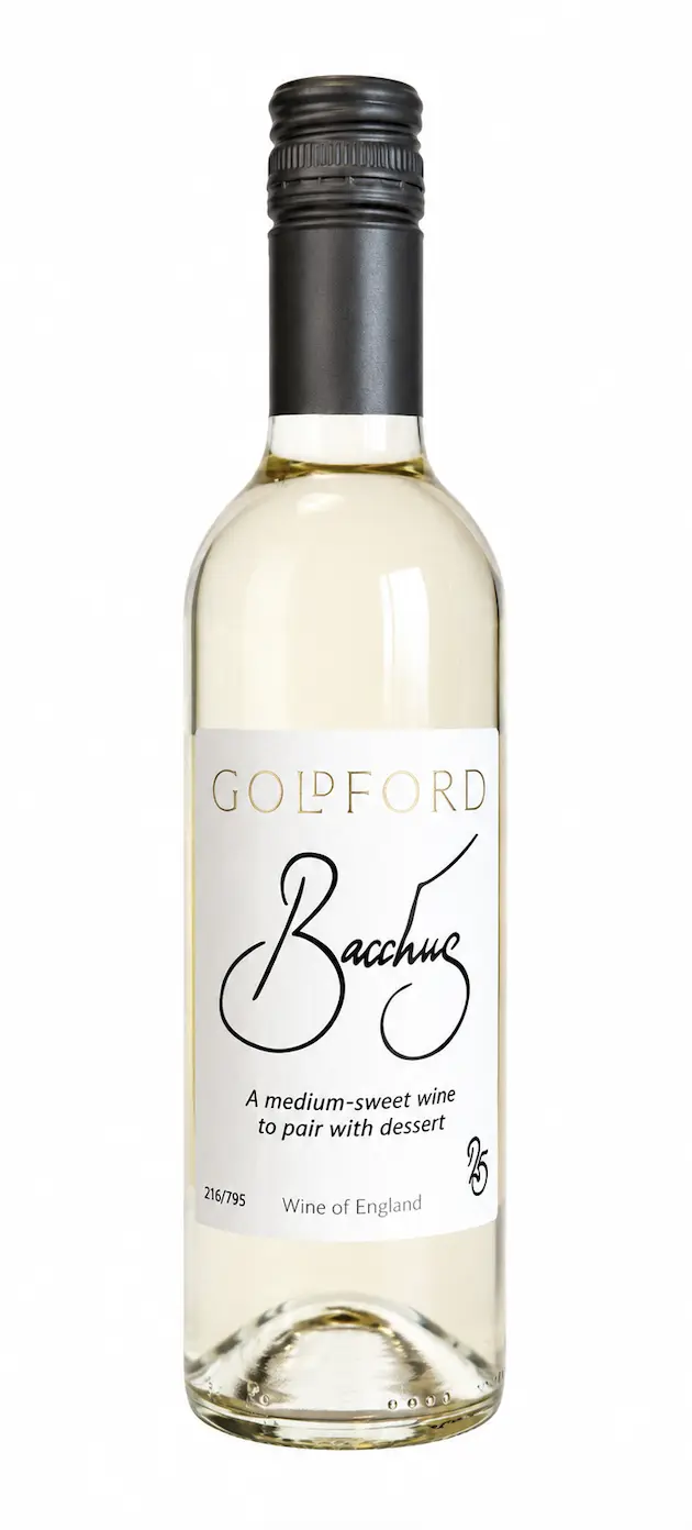 Goldford Bacchus 2025 is a delightfully balanced, aromatic medium-sweet English wine. It pairs beautifully with a wide range of desserts, cheeses and fresh fruit, and also makes an excellent after-dinner wine.